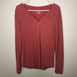 Time and Tru medium orange waffle knit henley